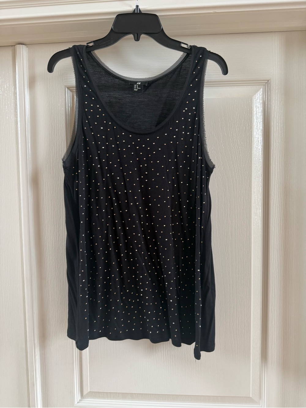H&M Women’s Black Gold Stud Polka Dot Tank Top Medium